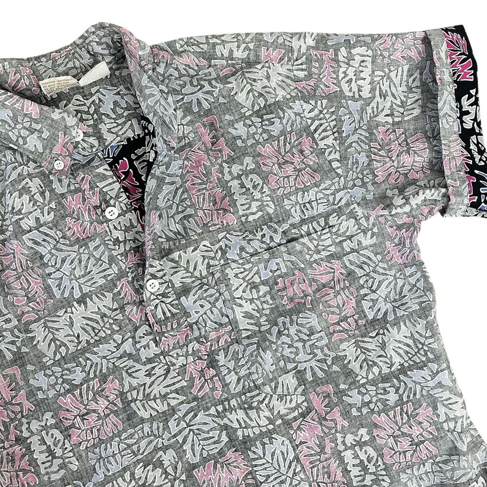 VTG Hawaiian Pullover Shirt Reverse Print Floral Mens Small